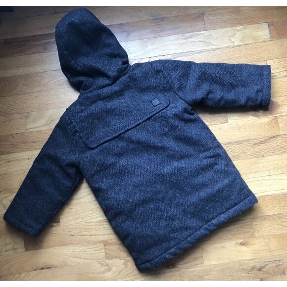 Black Grey Hooded Toggle Coat Size 3T - Picture 4 of 8